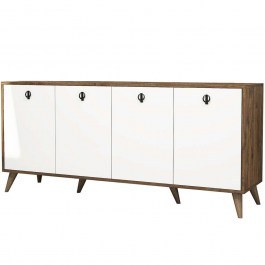Μπουφές Elite 389MZA1130 180x45x80cm Walnut-White WHITE