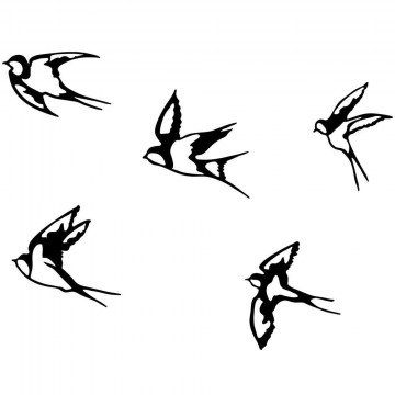 Διακοσμητικό Τοίχου Swallows (Σετ 5Τμχ) 899SKL2369 18/19/11/17/14x19cm Black Wallity