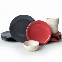 Σερβίτσιο Πιάτα Φαγητού (Σετ 18Τμχ) 275KRM1968 Multi-Red Hermia MULTI-RED