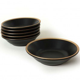 Πιάτο Βαθύ (Σετ 6Τμχ) 275KRM1904 18cm Black-Gold Hermia BLACK-GOLD