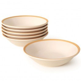 Πιάτο Βαθύ (Σετ 6Τμχ) 275KRM1880 18cm Cream-Gold Hermia CREAM-GOLD