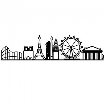 Διακοσμητικό Τοίχου European Cities Skyline 575TNL1119 120x29cm Black Aberto Design