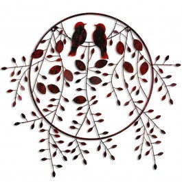 Wall Decorative Love of Birds 930DYU1233 75x86cm Black-Red Wallity BLACK-RED