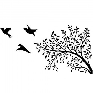 Διακοσμητικό Τοίχου Birds From The Branch 899SKL2467 37x70cm Black Wallity