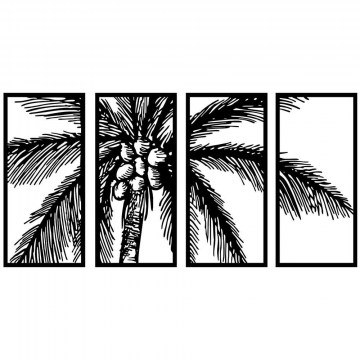 Διακοσμητικό Τοίχου Coconut Tree (Σετ 4Τμχ) 899SKL2378 34x70cm Black Wallity