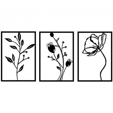 Wall Decorative Flowers (Set 3Pcs) 899SKL2377 49x70cm Black Wallity