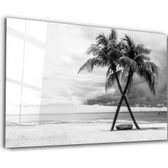 Tempered Glass Painting 672BRS2674 72x46cm Black-White Wallity