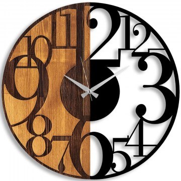 Wall Clock Numbers 539TNL1142 56x3x56cm Walnut-Black Wallity