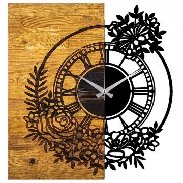Wall Clock 539TNL1114 58x3x51cm Walnut-Black Wallity