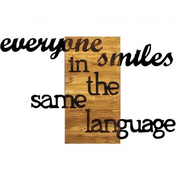 Διακοσμητικό Τοίχου Everyone Smiles in The Same Language 899SKL2198 95x3x58cm Walnut-Black Wallity