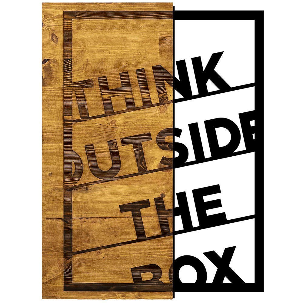 Διακοσμητικό Τοίχου Think Outside The Box 899SKL1331 42x58cm Walnut-Black Wallity