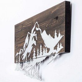 Wall Decorative Mountain 899SKL2296 58x38cm Walnut-Silver Wallity WALNUT-SILVER