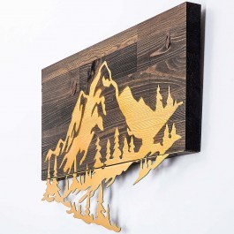 Wall Decorative Mountain 899SKL2294 38x58cm Walnut-Gold Wallity WALNUT-GOLD