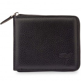 Leather Wallet Carole 456ZYM1170 11x2x9cm Black Garbalia BLACK