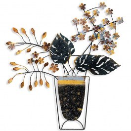Διακοσμητικό Τοίχου Flowers in Pots 930DYU1196 47x55cm Black-Gold Wallity BLACK-GOLD