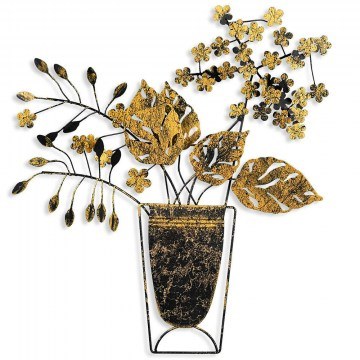 Διακοσμητικό Τοίχου Flowers in Pots 930DYU1195 47x55cm Gold-Black Wallity