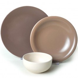 Σερβίτσιο Πιάτα Φαγητού (Σετ 18Τμχ) 275KRM1972 Brown-White Hermia BROWN-WHITE