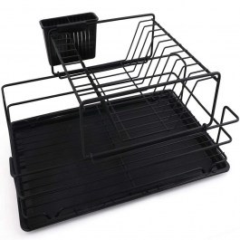 Πιατοθήκη Διώροφη 161WRC1106 47x32x24cm Black Hermia BLACK
