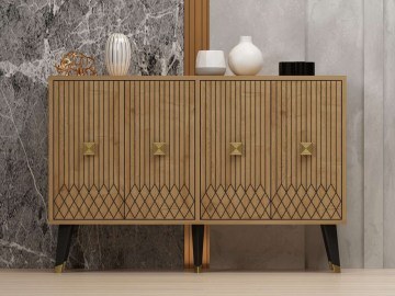 Μπουφές Carbin 327ODS1234 120x30x80cm Natural-Gold
