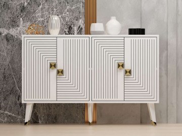 Μπουφές Ahart 327ODS1225 120x30x80cm White-Gold