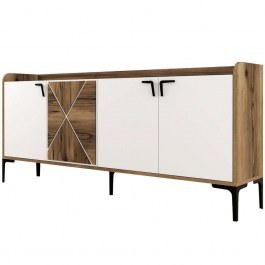Buffet Venedik 845HCT5309 180x35x78cm Walnut-White WALNUT-WHITE