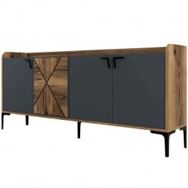 Buffet Venedik 845HCT5308 180x35x78cm Walnut-Anthracite ANTHRACITE