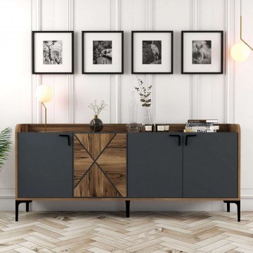 Μπουφές Venedik 845HCT5308 180x35x78cm Walnut-Anthracite