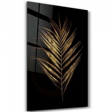 Tempered Glass Painting 672BRS1478 70x110cm Black-Gold Wallity