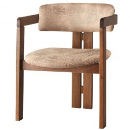 Armchair 974NMB1757 58x49x76cm Walnut-Beige WALNUT-BEIGE
