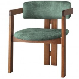 Armchair 974NMB1756 58x49x76cm Walnut-Green WALNUT-GREEN