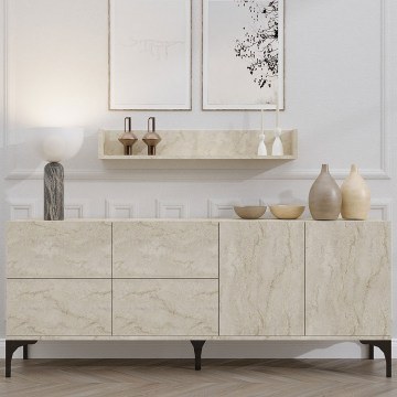 Buffet With Wall Shelf Stella (Set 2Pcs) 793ELG1814 180x40x55cm Beige