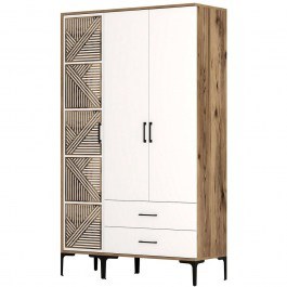 Ντουλάπα Τρίφυλλη Kumsal 845HCT5450 120x47,5x201,4cm Walnut-White WALNUT-WHITE