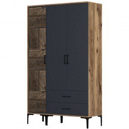 Ντουλάπα Τρίφυλλη Kumsal 845HCT5449 120x47,5x201,4cm Walnut-Anthracite WALNUT-ANTHRACITE