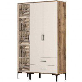 Ντουλάπα Τρίφυλλη Kumsal 845HCT5451 120x47,5x201,4cm Walnut-Cream WALNUT-CREAM