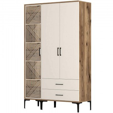 Three Door Wardrobe  Kumsal 845HCT5451 120x47,5x201,4cm Walnut-Cream