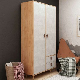 Ντουλάπα Δίφυλλη Suwon 811MDD4902 100x52x190cm Oak-Grey OAK-GREY