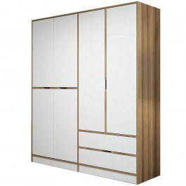 Six Door Wardrobe Elina 506MNR2497 185x52x208cm Oak-White OAK-WHITE