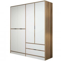 Six Door Wardrobe Elina 506MNR2497 185x52x208cm Oak-White