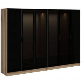 Six Door Wardrobe Kale 506MNR2757 270x52x210cm Oak-Black OAK-BLACK