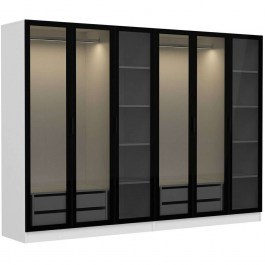 Six Door Wardrobe Kale 506MNR2735 270x52x210cm White-Black WHITE-BLACK