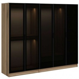 Five Door Wardrobe Kale 506MNR2601 225x52x210cm Oak-Black OAK-BLACK