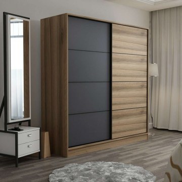 Ντουλάπα Δίφυλλη Kale 506MNR2535 180x60x190cm Oak-Anthracite