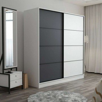 Ντουλάπα Δίφυλλη Kale 506MNR2525 180x60x190cm White-Anthracite
