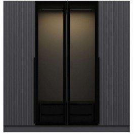 Ντουλάπα Τετράφυλλη Kale Plus 506MNR2494 180x52x210cm Anthracite-Black ANTHRACITE-BLACK
