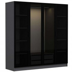 Ντουλάπα Τετράφυλλη Kale 506MNR2475 180x52x210cm Anthracite-Black