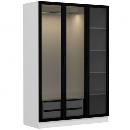Ντουλάπα Τρίφυλλη Kale 506MNR2274 135x52x210cm White-Black WHITE-BLACK