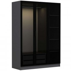 Ντουλάπα Τρίφυλλη Kale 506MNR2272 135x52x210cm Anthracite-Black