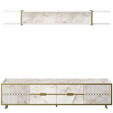 TV Composition Frida 788DEC4051 180x37x43cm Marble Effect White-Gold