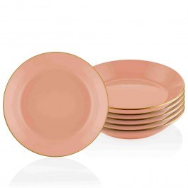 Πιάτο Βαθύ (Σετ 6Τμχ) 742TMA3318 Φ20x3cm Salmon-Gold Hermia SALMON-GOLD