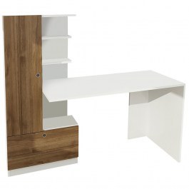 Desk Domingos 756FRN3808 149,5x61,8x120cm White-Walnut WHITE-WALNUT